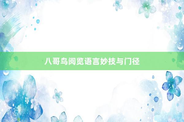 八哥鸟阅览语言妙技与门径