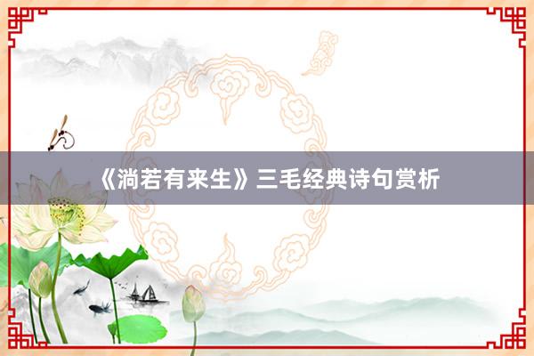 《淌若有来生》三毛经典诗句赏析